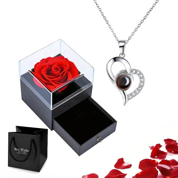 Projection Necklace Set With Rose Gift Box Projection Necklace Set With Rose Gift Box