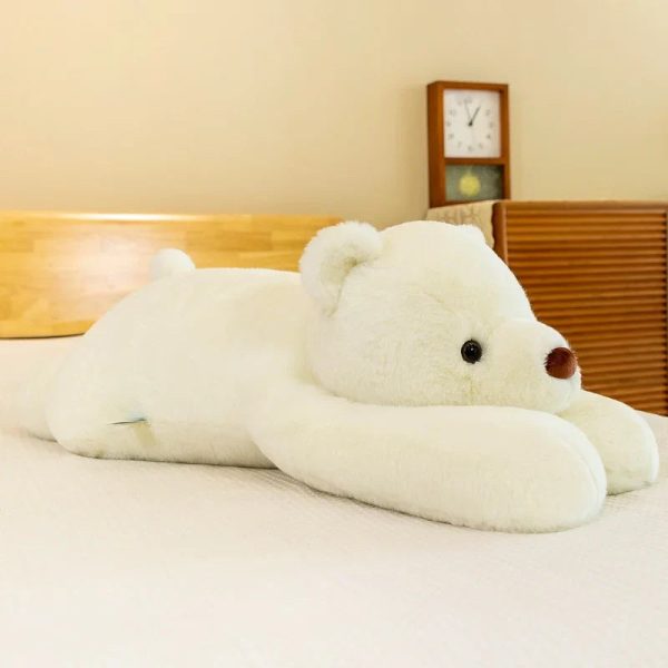 Prone Polar Bear Plush Toy - Soft, Weighted, Perfect Gift for Friends!