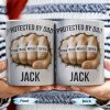 Protected By Dad Clutched Fist Design - Personalized Custom Coffee Mug - DAD264_MG Protected By Dad Clutched Fist Design - Personalized Custom Coffee Mug - DAD264_MG