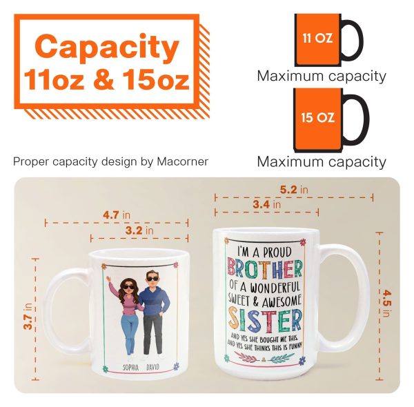 Proud Brother Of Wonderful & Sweet Sister - Personalized Mug Proud Brother Of Wonderful & Sweet Sister - Personalized Mug
