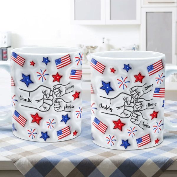 Proud Dad Grandpa Fist Bump Personalized 3D Inflated Effect Printed Mug