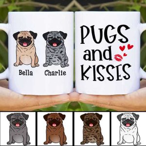 Pugs & Kisses Pug Dog Personalized Coffee Mug