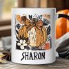Pumpkin Fall Floral Personalized Mug, Thanksgiving Coquette Bow Gift with Custom Name Pumpkin Fall Floral Personalized Mug, Thanksgiving Coquette Bow Gift with Custom Name