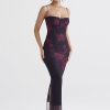 Purple Floral Print Mesh Strap Midi Dress Purple Floral Print Mesh Strap Midi Dress