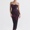 Purple Floral Print Mesh Strap Midi Dress Purple Floral Print Mesh Strap Midi Dress