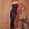 Purple Floral Print Mesh Strap Midi Dress Purple Floral Print Mesh Strap Midi Dress