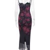 Purple Floral Print Mesh Strap Midi Dress Purple Floral Print Mesh Strap Midi Dress
