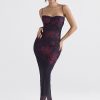 Purple Floral Print Mesh Strap Midi Dress Purple Floral Print Mesh Strap Midi Dress
