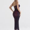 Purple Floral Print Mesh Strap Midi Dress Purple Floral Print Mesh Strap Midi Dress