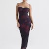 Purple Floral Print Mesh Strap Midi Dress Purple Floral Print Mesh Strap Midi Dress