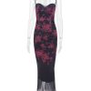 Purple Floral Print Mesh Strap Midi Dress Purple Floral Print Mesh Strap Midi Dress