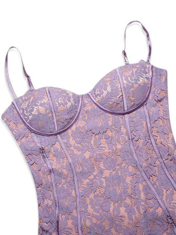 Purple Lace Cupped Strap Mini Dress Purple Lace Cupped Strap Mini Dress