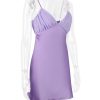 Purple Satin Back Bow Tie-Up Mini Dress
