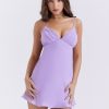 Purple Satin Back Bow Tie-Up Mini Dress