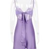 Purple Satin Back Bow Tie-Up Mini Dress