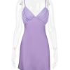 Purple Satin Back Bow Tie-Up Mini Dress