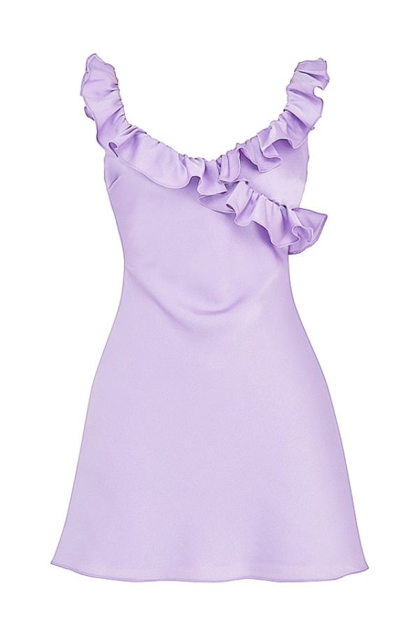 Purple Satin Frill Mini Dress Purple Satin Frill Mini Dress
