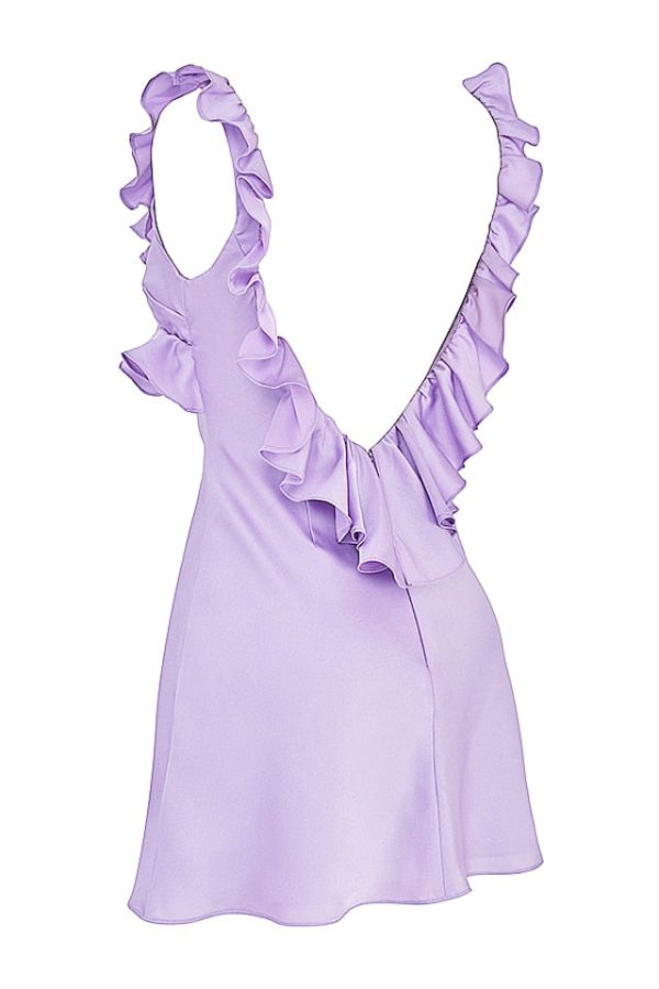 Purple Satin Frill Mini Dress Purple Satin Frill Mini Dress
