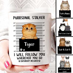 Purrsonal Stalker Peeking Cat Personalized Mug