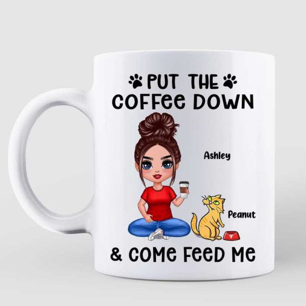 Put The Coffee Down And Feed Us Funny Cartoon Cats Personalized Mug Put The Coffee Down And Feed Us Funny Cartoon Cats Personalized Mug