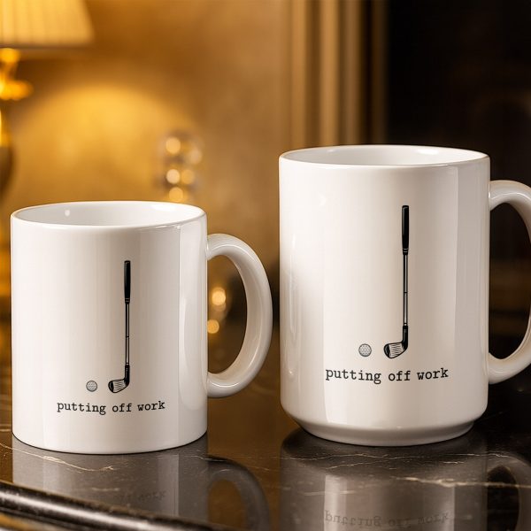 Putting Off Work Golf Club and Ball Design - Personalized Custom Coffee Mug - GOLF017_MG