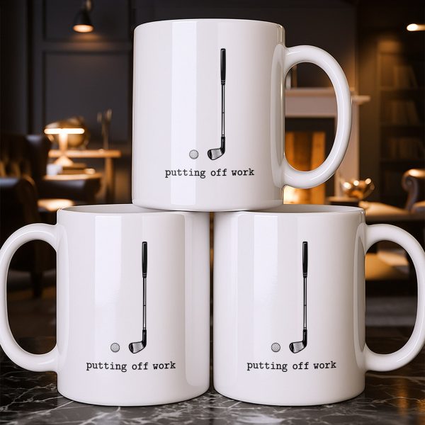 Putting Off Work Golf Club and Ball Design - Personalized Custom Coffee Mug - GOLF017_MG