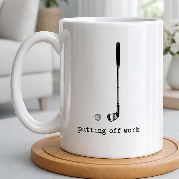 Putting Off Work Golf Club and Ball Design - Personalized Custom Coffee Mug - GOLF017_MG