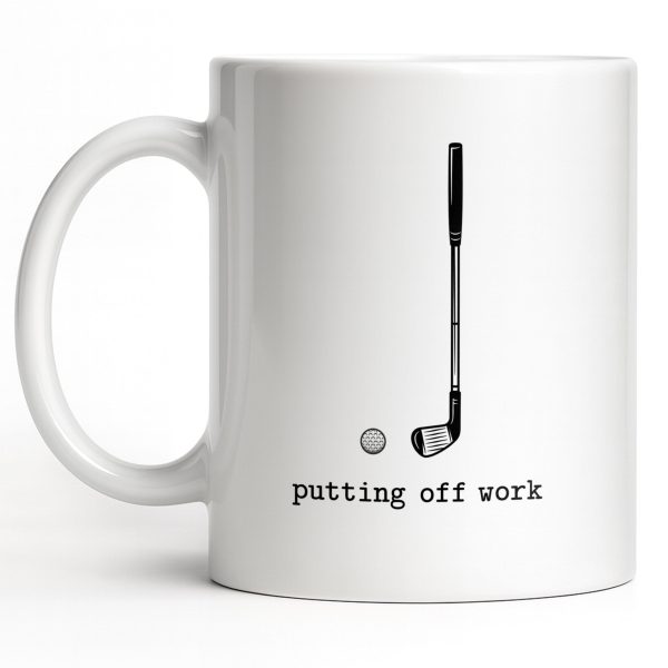 Putting Off Work Golf Club and Ball Design - Personalized Custom Coffee Mug - GOLF017_MG