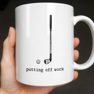 Putting Off Work Golf Club and Ball Design - Personalized Custom Coffee Mug - GOLF017_MG
