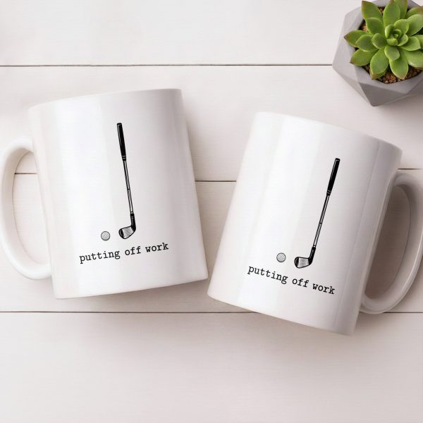 Putting Off Work Golf Club and Ball Design - Personalized Custom Coffee Mug - GOLF017_MG