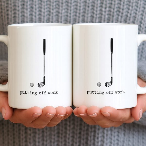 Putting Off Work Golf Club and Ball Design - Personalized Custom Coffee Mug - GOLF017_MG
