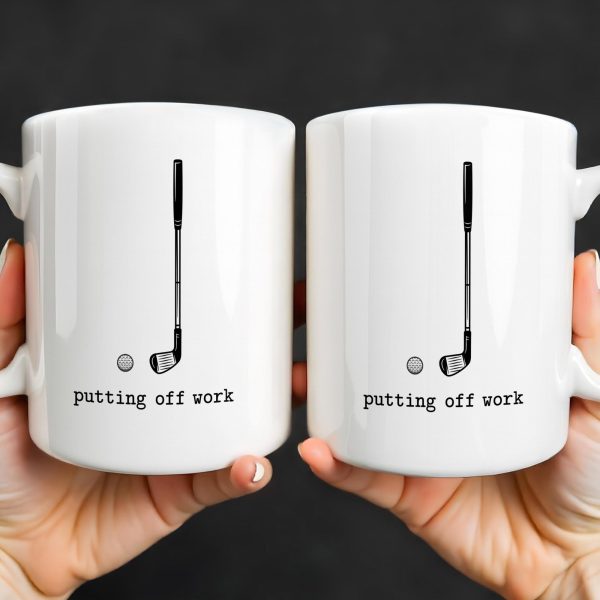 Putting Off Work Golf Club and Ball Design - Personalized Custom Coffee Mug - GOLF017_MG