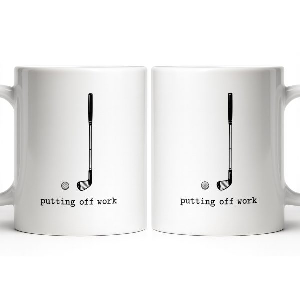 Putting Off Work Golf Club and Ball Design - Personalized Custom Coffee Mug - GOLF017_MG