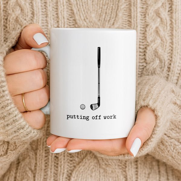 Putting Off Work Golf Club and Ball Design - Personalized Custom Coffee Mug - GOLF017_MG