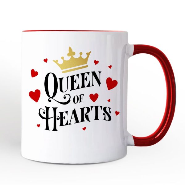 Queen of Hearts Crown Personalized Mug, Royal Retro Valentine Gift with Custom Name Queen of Hearts Crown Personalized Mug, Royal Retro Valentine Gift with Custom Name