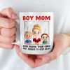 Raising Boys, Surviving Chaos - Family Personalized Custom Mug - Mother's Day, Gift For Mom, Son