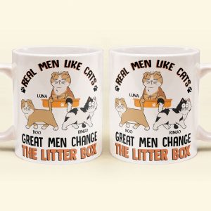 Real Men Like Cats Great Men Change The Litter Box - Personalized Mug