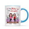 Realistic Mother Daughters Sitting On Sofa Personalized Mug