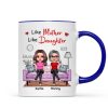 Realistic Mother Daughters Sitting On Sofa Personalized Mug