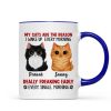 Reason I Wake Up Early Watercolor Cute Cats Personalized Mug