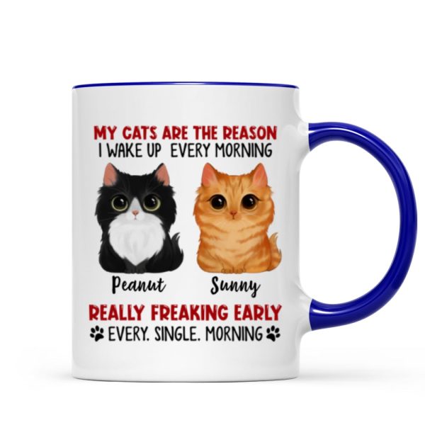 Reason I Wake Up Early Watercolor Cute Cats Personalized Mug