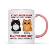 Reason I Wake Up Early Watercolor Cute Cats Personalized Mug