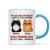 Reason I Wake Up Early Watercolor Cute Cats Personalized Mug