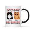 Reason I Wake Up Early Watercolor Cute Cats Personalized Mug