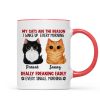 Reason I Wake Up Early Watercolor Cute Cats Personalized Mug
