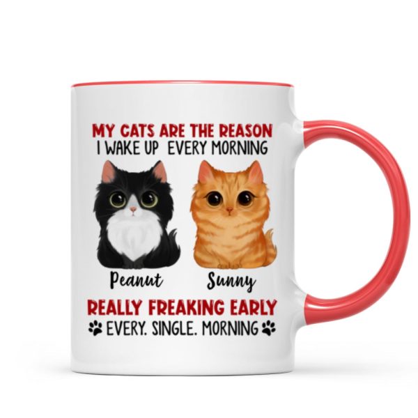 Reason I Wake Up Early Watercolor Cute Cats Personalized Mug