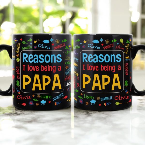 Reasons I Love Being A Papa Name Pattern - Personalized Mug Reasons I Love Being A Papa Name Pattern - Personalized Mug
