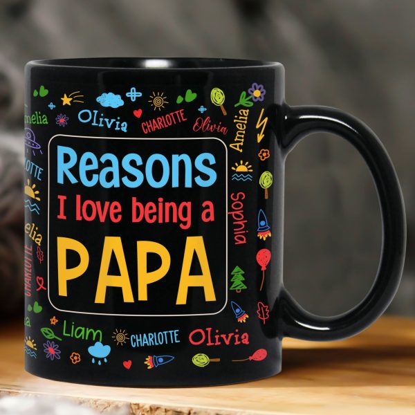 Reasons I Love Being A Papa Name Pattern - Personalized Mug Reasons I Love Being A Papa Name Pattern - Personalized Mug