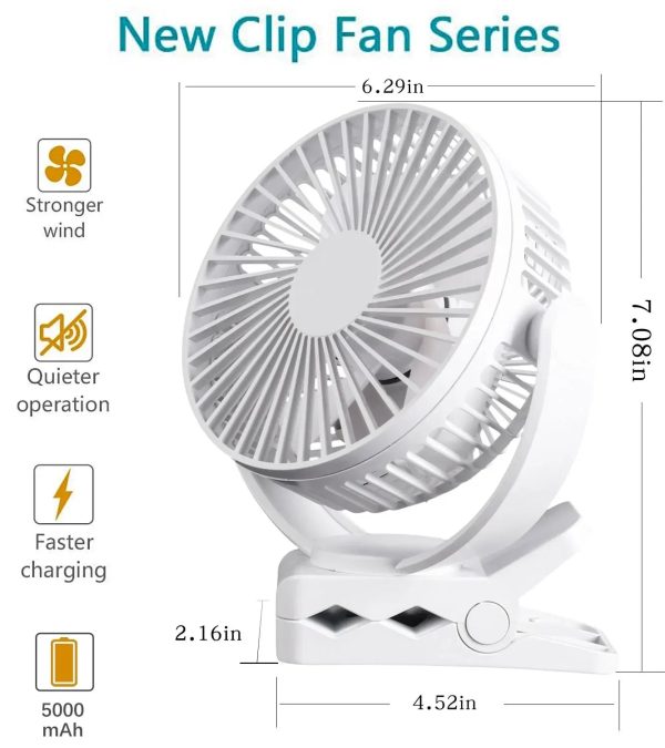 Rechargeable Desk Fan | Portable, Quiet, Clip-On For Home, Office, Outdoor