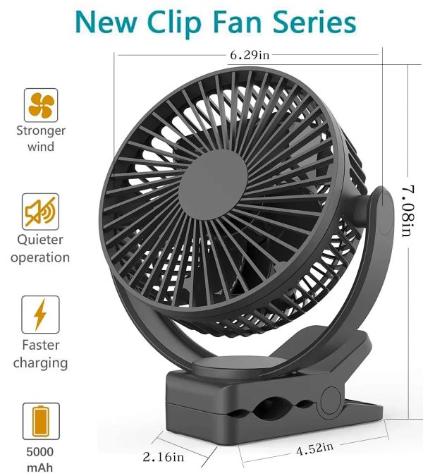 Rechargeable Desk Fan | Portable, Quiet, Clip-On For Home, Office, Outdoor